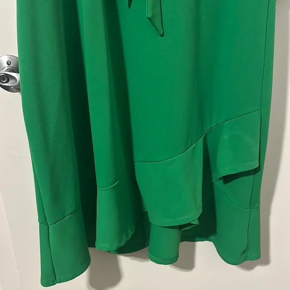 Adrienne Vittadini Green Long Sleeve Wrap Dress with Tie Front - Picture 5 of 8